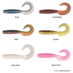 Berkley Powerbait 4″ Grub Plastics -Fishing Gear Shop Powerbait 4inch Grub Colours 510x510 1