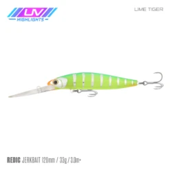 SAMAKI REDIC JERKBAIT DS100 -Fishing Gear Shop Samaki Redic DS120 Lime Tiger UV 37909e0f b8d3 434d b806 3fa278cff395 800x 1