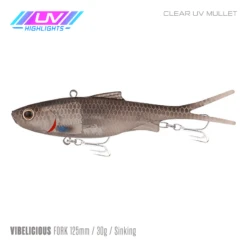 Samaki Vibelicious 125MM/30G Soft Vibe -Fishing Gear Shop Samaki Vibelicious Fork 125mm 30g Clear UV Mullet 800x