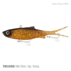 Samaki Vibelicious 125MM/30G Soft Vibe -Fishing Gear Shop Samaki Vibelicious Fork 125mm 30g Gold Glitter 800x