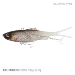 Samaki Vibelicious 125MM/30G Soft Vibe -Fishing Gear Shop Samaki Vibelicious Fork 125mm 30g Silver Glitter 800x