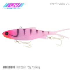 Samaki Vibelicious 150MM/50G Soft Vibe -Fishing Gear Shop Samaki Vibelicious Fork 150mm 50g Fairy Floss UV 800x