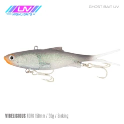 Samaki Vibelicious 150MM/50G Soft Vibe -Fishing Gear Shop Samaki Vibelicious Fork 150mm 50g Ghost Bait UV 800x