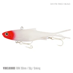 Samaki Vibelicious 150MM/50G Soft Vibe -Fishing Gear Shop Samaki Vibelicious Fork 150mm 50g White Red Head 800x