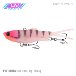 Samaki Vibelicious 70MM/10G Soft Vibe -Fishing Gear Shop Samaki Vibelicious Fork 70mm 10g Fairy Floss UV 800x