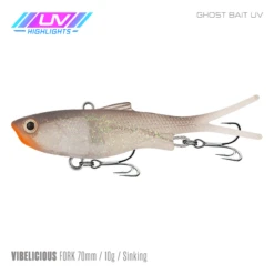 Samaki Vibelicious 70MM/10G Soft Vibe -Fishing Gear Shop Samaki Vibelicious Fork 70mm 10g Ghost Bait UV 800x