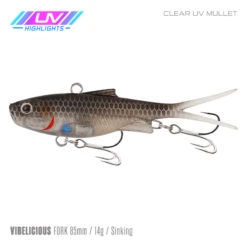 Samaki Vibelicious 85MM/14G Soft Vibe -Fishing Gear Shop Samaki Vibelicious Fork 85mm 14g Clear UV Mullet 800x
