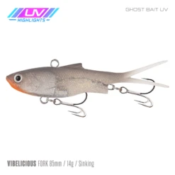 Samaki Vibelicious 85MM/14G Soft Vibe -Fishing Gear Shop Samaki Vibelicious Fork 85mm 14g Ghost Bait UV 800x