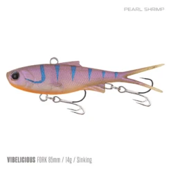 Samaki Vibelicious 85MM/14G Soft Vibe -Fishing Gear Shop Samaki Vibelicious Fork 85mm 14g Pearl Shrimp 800x
