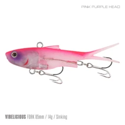 Samaki Vibelicious 85MM/14G Soft Vibe -Fishing Gear Shop Samaki Vibelicious Fork 85mm 14g Pink Purple Head 800x