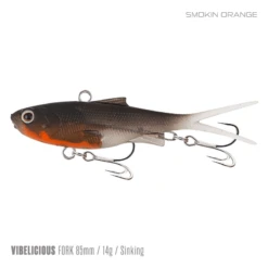 Samaki Vibelicious 85MM/14G Soft Vibe -Fishing Gear Shop Samaki Vibelicious Fork 85mm 14g Smokin Orange 800x