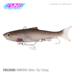Samaki Vibelicious Thumper 100MM/20G Soft Vibe -Fishing Gear Shop Samaki Vibelicious Thumpertail 100mm 20g Clear UV Mullet 800x