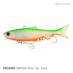 Samaki Vibelicious Thumper 100MM/20G Soft Vibe -Fishing Gear Shop Samaki Vibelicious Thumpertail 100mm 20g Lime Orange 800x