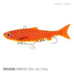 Samaki Vibelicious Thumper 125MM/30G Soft Vibe 23 Samaki Vibelicious Thumper 125MM/30G Soft Vibe -Fishing Gear Shop Samaki Vibelicious Thumpertail 125mm 30g Coral Trout 800x