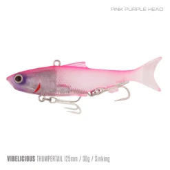 Samaki Vibelicious Thumper 125MM/30G Soft Vibe 31 Samaki Vibelicious Thumper 125MM/30G Soft Vibe -Fishing Gear Shop Samaki Vibelicious Thumpertail 125mm 30g Pink Purple Head 800x