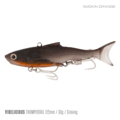 Samaki Vibelicious Thumper 125MM/30G Soft Vibe 34 Samaki Vibelicious Thumper 125MM/30G Soft Vibe -Fishing Gear Shop Samaki Vibelicious Thumpertail 125mm 30g Smokin Orange 800x